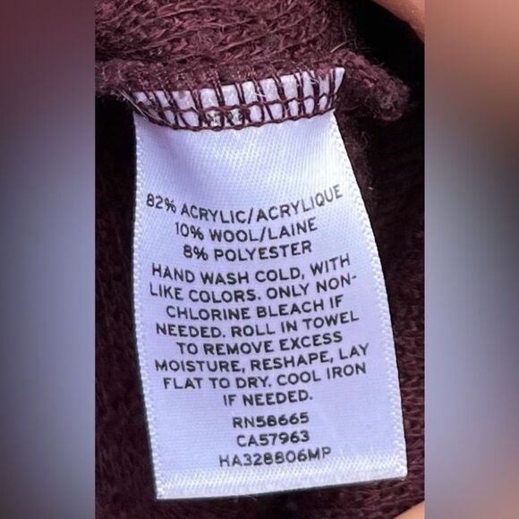 Halogen dark maroon diagonal zipper long sleeved sweater, side pockets, XS - Picture 8 of 9